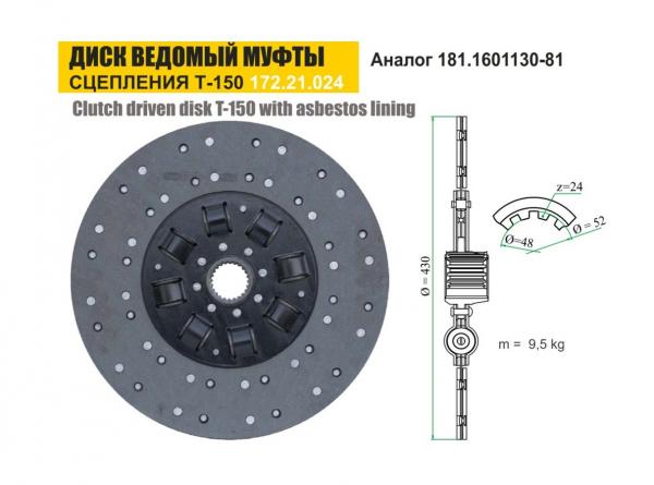 Диск 172.21.024 муфты сцепления лепестковой корзины двигателя Ямз-236 трактора Т-150, т-151